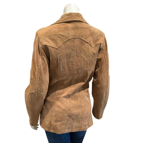 Vintage Tan Suede Western Patchwork Jacket - Picture 7 of 11